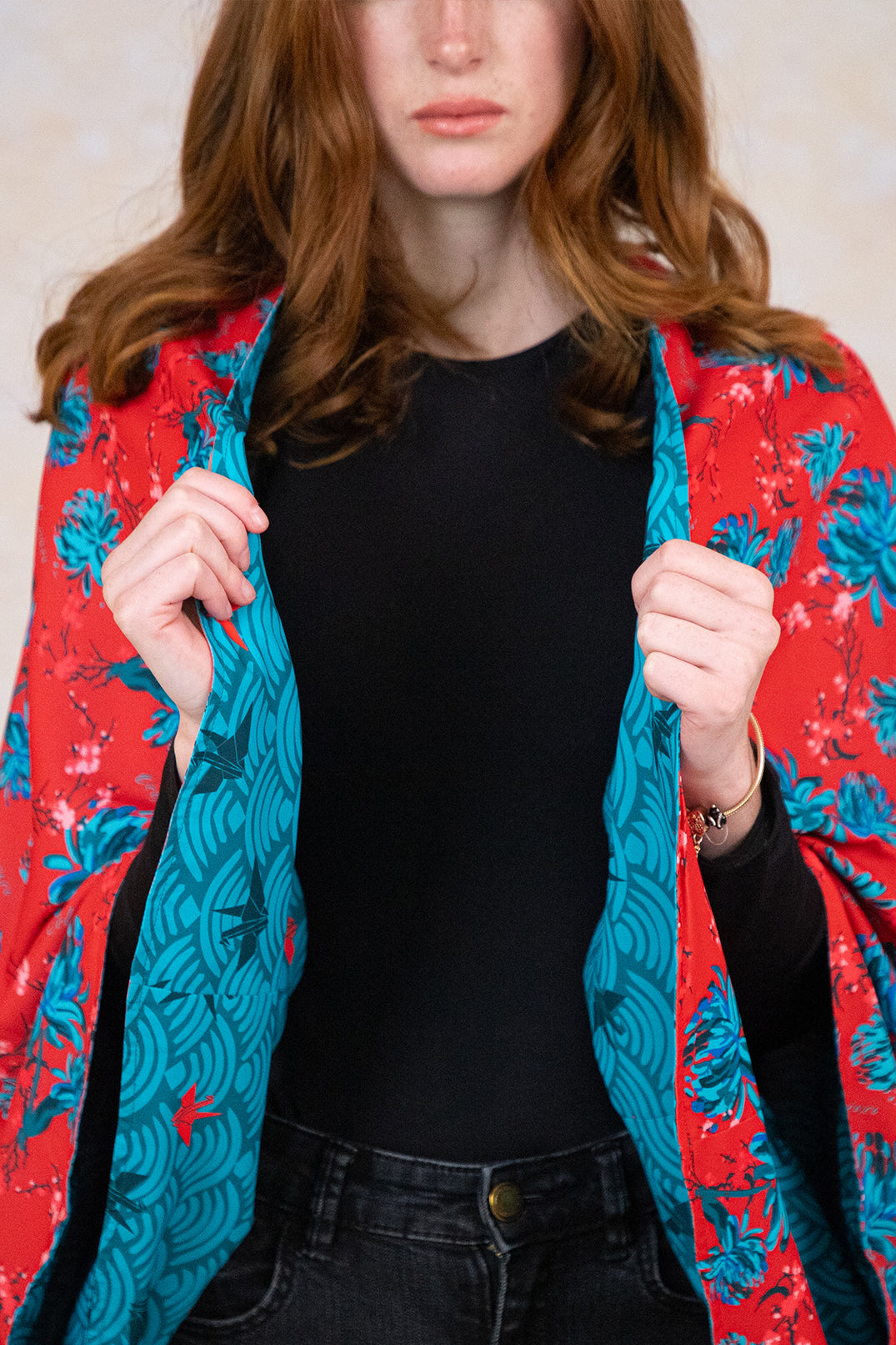 Kimono Nagoya Peonias Rojo
