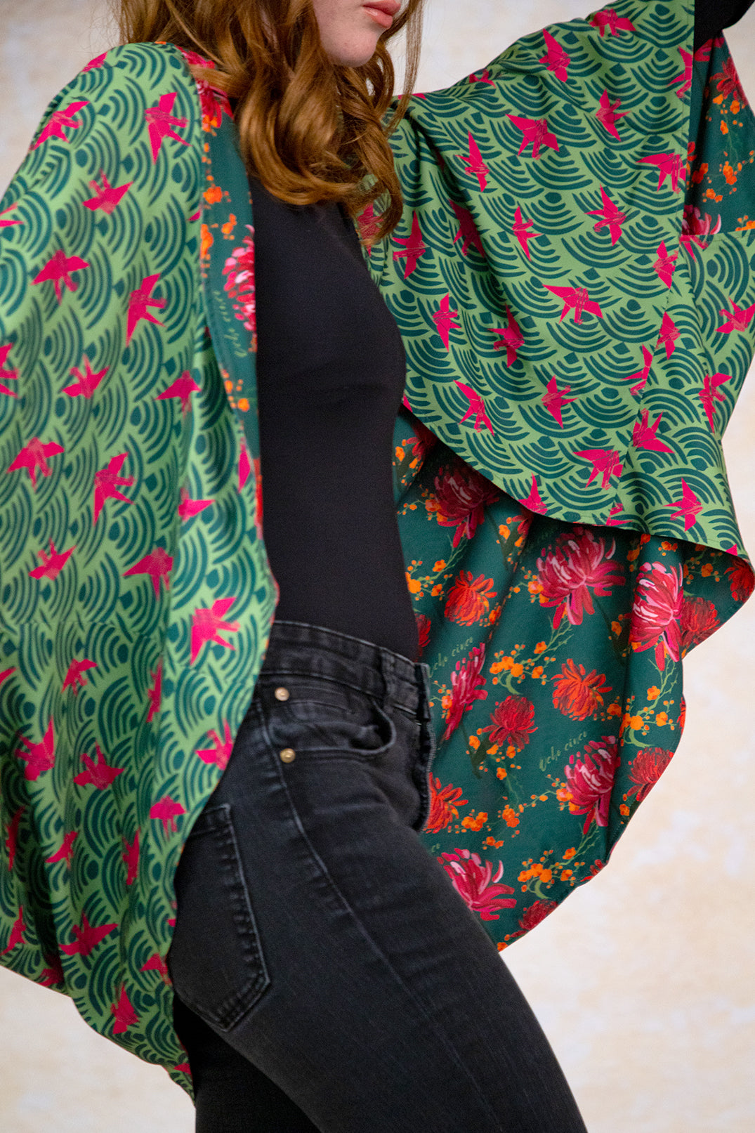 Kimono Nagoya Peonias Verde
