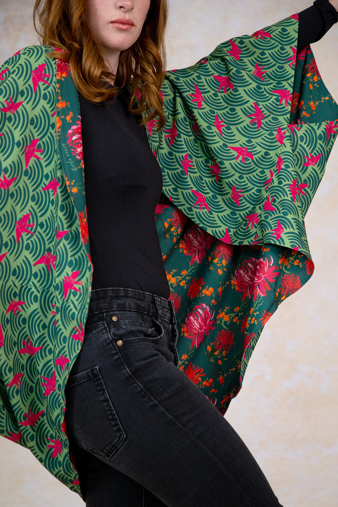 Kimono Nagoya Peonias Verde