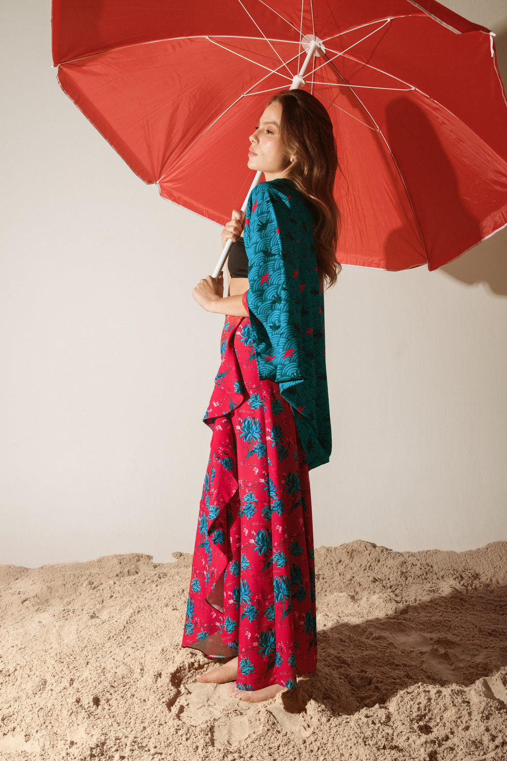 Falda Osaka Peonias Rojo