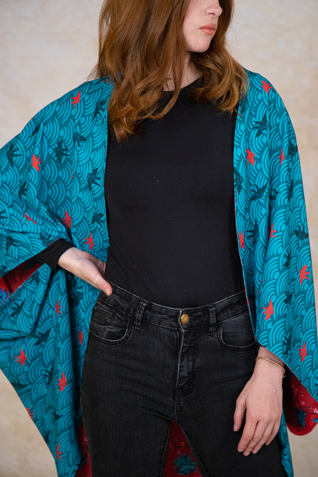 Kimono Nagoya Peonias Rojo