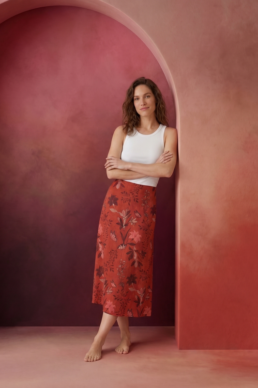 Falda Maia Puntos Burgundi