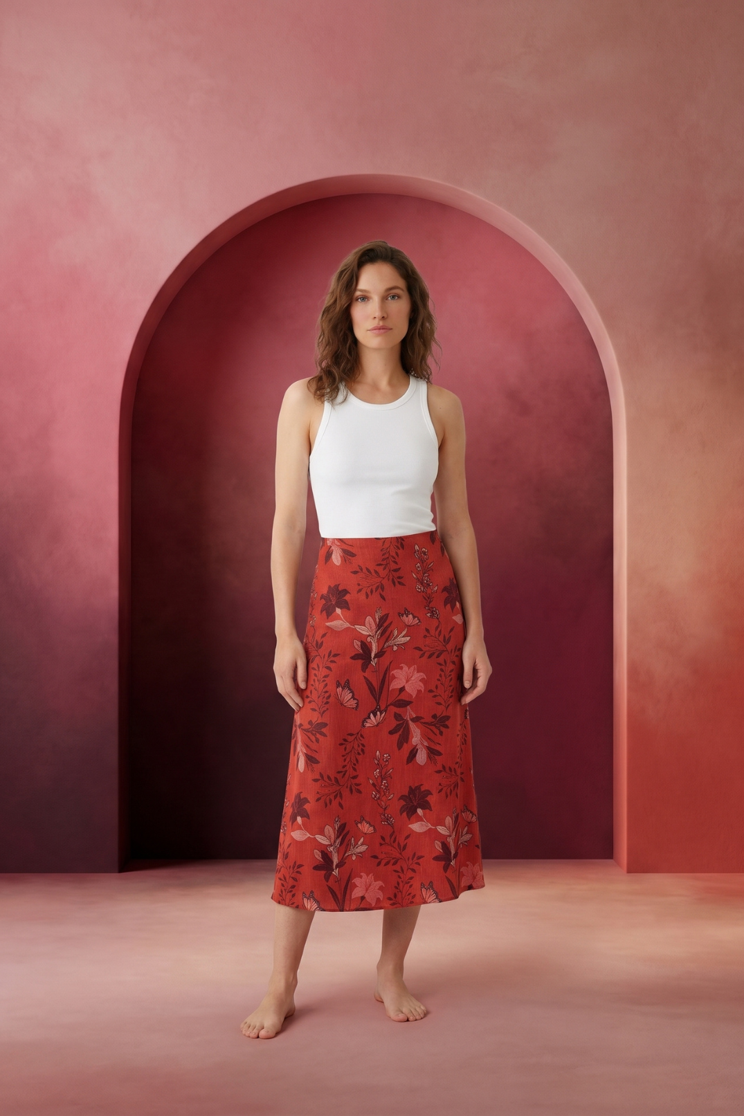 Falda Maia Puntos Burgundi