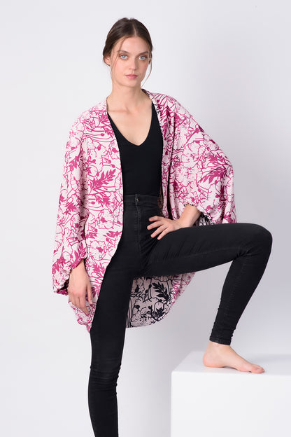 Kimono Maya Japonesas Rosado/Negro