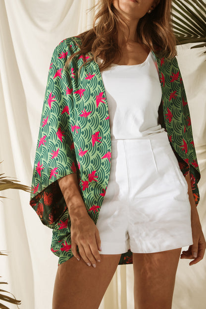 Kimono Nagoya Peonias Verde