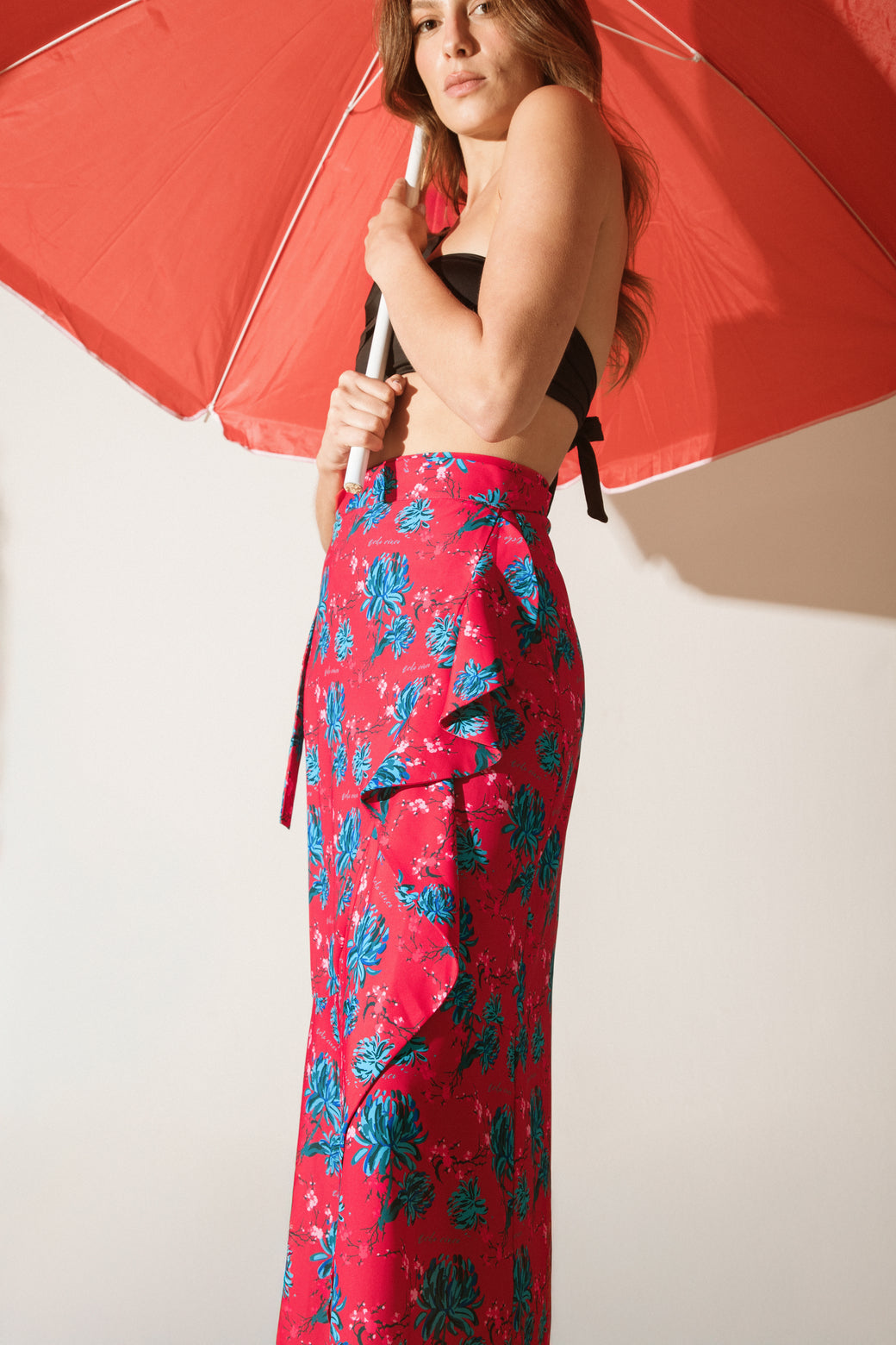 Falda Osaka Peonias Rojo
