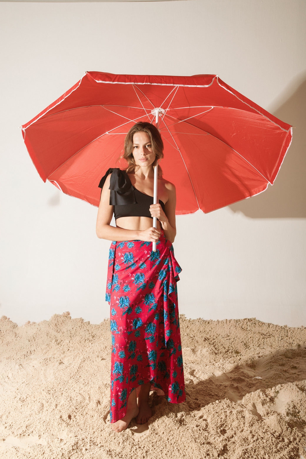 Falda Osaka Peonias Rojo
