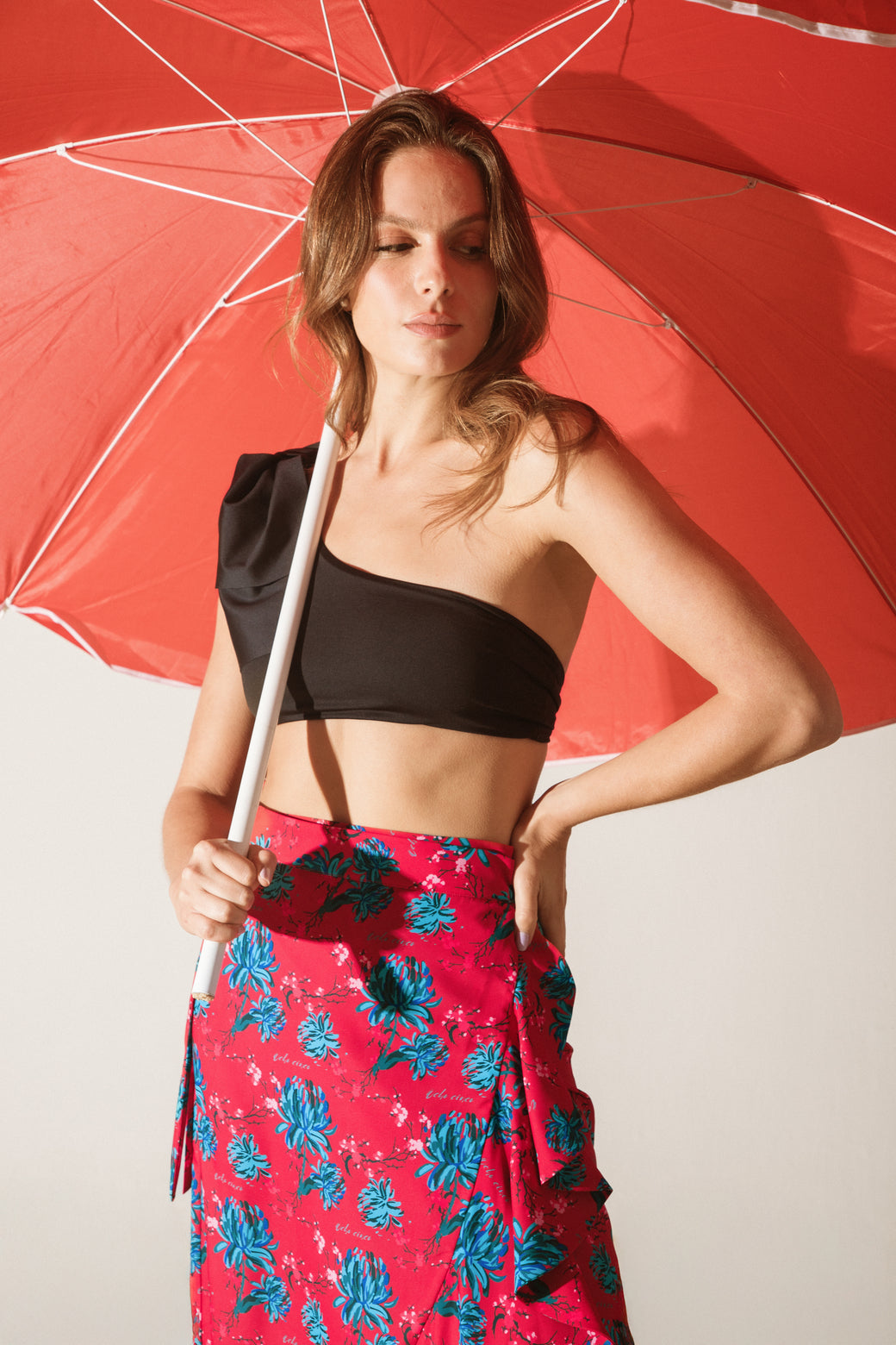 Falda Osaka Peonias Rojo
